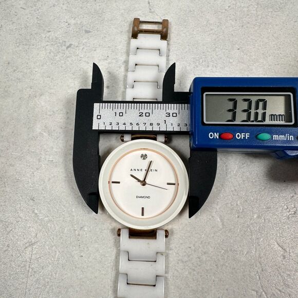 Anne Klein Watch Womens 33mm Diamond White Gold Tone 6.5" Quartz New Battery - Picture 11 of 12